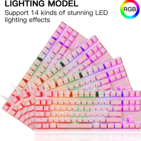 Pink RGB Mechanical Keyboard • Blue Switches • 87 Keys • Motospeed CK82 - Picture 7 of 7